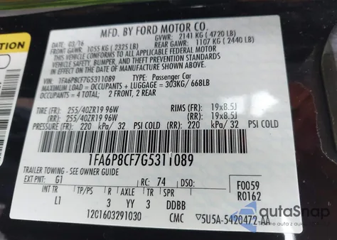 2016 Ford Mustang Gt Premium из США, поврежденный, VIN 1FA6P8CF7G5311089